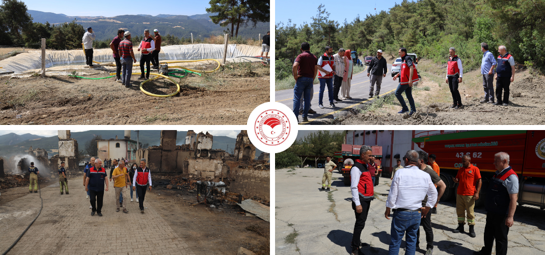 YANGINDAN ETKİLENEN KÖYLERİMİZDE ZARAR TESPİT ÇALIŞMALARI DEVAM EDİYOR